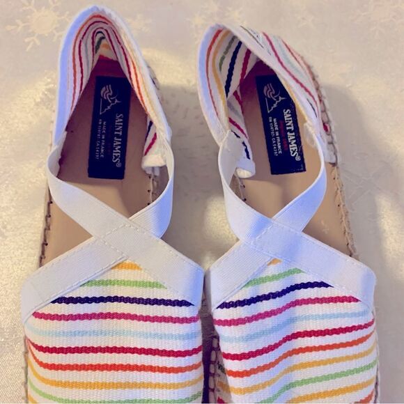 Saint James Espadrilles Boat Shoes Rainbow Nautical Sz 9 NWOT Gorgeous - Picture 3 of 8